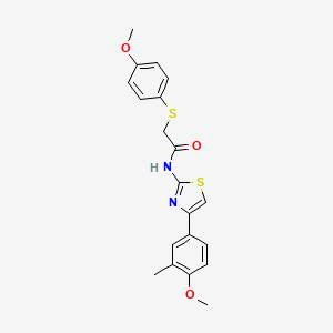 molecular formula C20H20N2O3S2 B2632874 N-(4-(4-methoxy-3-methylphenyl)thiazol-2-yl)-2-((4-methoxyphenyl)thio)acetamide CAS No. 922884-37-5