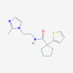 molecular formula C16H21N3OS B2632879 N-(2-(2-methyl-1H-imidazol-1-yl)ethyl)-1-(thiophen-2-yl)cyclopentanecarboxamide CAS No. 1286727-67-0