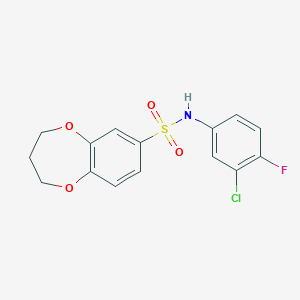 molecular formula C15H13ClFNO4S B2632887 N-(3-chloro-4-fluorophenyl)-3,4-dihydro-2H-1,5-benzodioxepine-7-sulfonamide CAS No. 941928-39-8