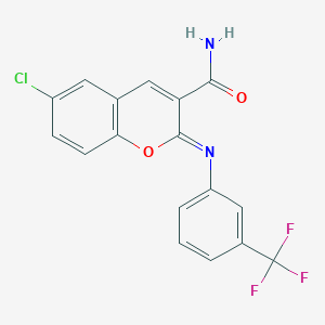 (2Z)-6-chloro-2-{[3-(trifluoromethyl)phenyl]imino}-2H-chromene-3-carboxamide