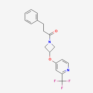 molecular formula C18H17F3N2O2 B2632909 3-Phenyl-1-[3-[2-(trifluoromethyl)pyridin-4-yl]oxyazetidin-1-yl]propan-1-one CAS No. 2380067-14-9