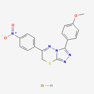 molecular formula C17H14BrN5O3S B2632914 3-(4-甲氧基苯基)-6-(4-硝基苯基)-7H-[1,2,4]三唑并[3,4-b][1,3,4]噻二嗪氢溴酸盐 CAS No. 1179492-23-9