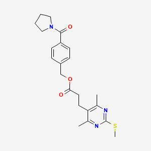 [4-(Pyrrolidine-1-carbonyl)phenyl]methyl 3-[4,6-dimethyl-2-(methylsulfanyl)pyrimidin-5-yl]propanoate
