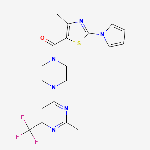(4-methyl-2-(1H-pyrrol-1-yl)thiazol-5-yl)(4-(2-methyl-6-(trifluoromethyl)pyrimidin-4-yl)piperazin-1-yl)methanone