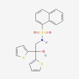 molecular formula C20H17NO3S3 B2632942 N-(2-羟基-2,2-二(噻吩-2-基)乙基)萘-1-磺酰胺 CAS No. 2034585-22-1