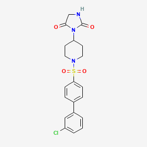 molecular formula C20H20ClN3O4S B2632968 3-(1-((3'-Chloro-[1,1'-biphenyl]-4-yl)sulfonyl)piperidin-4-yl)imidazolidine-2,4-dione CAS No. 2034526-57-1