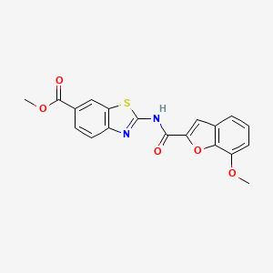molecular formula C19H14N2O5S B2632971 2-(7-甲氧基苯并呋喃-2-甲酰胺基)苯并[d]噻唑-6-甲酸甲酯 CAS No. 921799-71-5