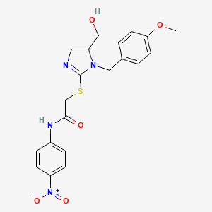 2-((5-(hydroxymethyl)-1-(4-methoxybenzyl)-1H-imidazol-2-yl)thio)-N-(4-nitrophenyl)acetamide