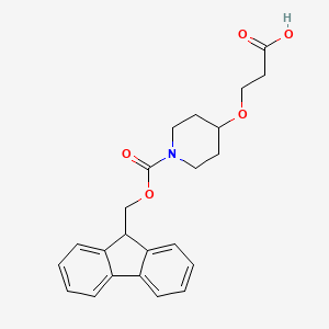molecular formula C23H25NO5 B2632979 3-((1-[(9H-Fluoren-9-ylmethoxy)carbonyl]piperidin-4-YL)oxy)propanoic acid CAS No. 1344100-07-7