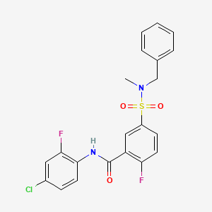 molecular formula C21H17ClF2N2O3S B2632986 5-[benzyl(methyl)sulfamoyl]-N-(4-chloro-2-fluorophenyl)-2-fluorobenzamide CAS No. 451513-22-7