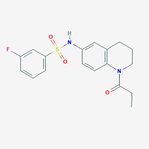 molecular formula C18H19FN2O3S B2632991 3-fluoro-N-(1-propionyl-1,2,3,4-tetrahydroquinolin-6-yl)benzenesulfonamide CAS No. 946381-30-2