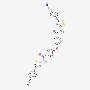 molecular formula C34H20N6O3S2 B2632995 N-[4-(4-cyanophenyl)-1,3-thiazol-2-yl]-4-(4-{[4-(4-cyanophenyl)-1,3-thiazol-2-yl]carbamoyl}phenoxy)benzamide CAS No. 476296-11-4