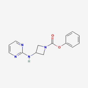 molecular formula C14H14N4O2 B2632997 Phenyl 3-(pyrimidin-2-ylamino)azetidine-1-carboxylate CAS No. 2034286-51-4