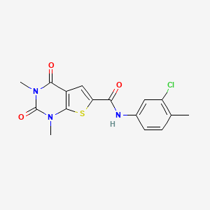 molecular formula C16H14ClN3O3S B2633000 N-(3-chloro-4-methylphenyl)-1,3-dimethyl-2,4-dioxo-1,2,3,4-tetrahydrothieno[2,3-d]pyrimidine-6-carboxamide CAS No. 946257-76-7