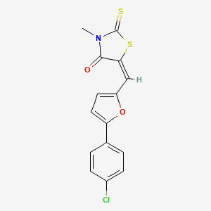 molecular formula C15H10ClNO2S2 B2633001 (E)-5-((5-(4-chlorophenyl)furan-2-yl)methylene)-3-methyl-2-thioxothiazolidin-4-one CAS No. 691881-47-7