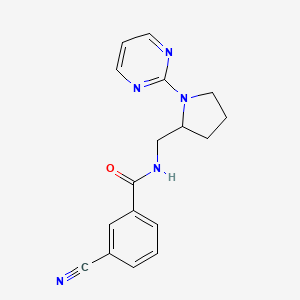 3-cyano-N-{[1-(pyrimidin-2-yl)pyrrolidin-2-yl]methyl}benzamide