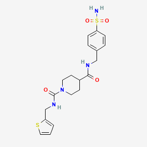 molecular formula C19H24N4O4S2 B2633020 N4-(4-磺酰基苄基)-N1-(噻吩-2-基甲基)哌啶-1,4-二甲酰胺 CAS No. 1226459-74-0