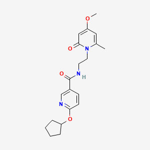 molecular formula C20H25N3O4 B2633025 6-(cyclopentyloxy)-N-(2-(4-methoxy-6-methyl-2-oxopyridin-1(2H)-yl)ethyl)nicotinamide CAS No. 1903873-26-6