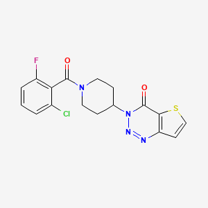 molecular formula C17H14ClFN4O2S B2633029 3-(1-(2-chloro-6-fluorobenzoyl)piperidin-4-yl)thieno[3,2-d][1,2,3]triazin-4(3H)-one CAS No. 2034426-70-3