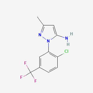 molecular formula C11H9ClF3N3 B2633036 1-[2-氯-5-(三氟甲基)苯基]-3-甲基-1H-吡唑-5-胺 CAS No. 374559-96-3