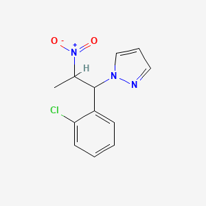 molecular formula C12H12ClN3O2 B2633042 1-[1-(2-chlorophenyl)-2-nitropropyl]-1H-pyrazole CAS No. 1803588-84-2