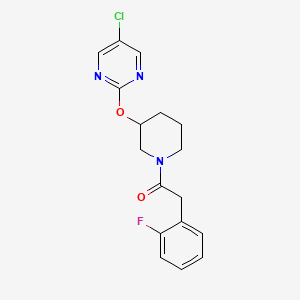 molecular formula C17H17ClFN3O2 B2633044 1-(3-((5-Chloropyrimidin-2-yl)oxy)piperidin-1-yl)-2-(2-fluorophenyl)ethanone CAS No. 2034475-39-1