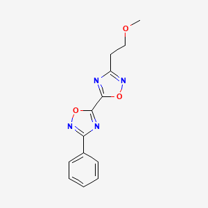 molecular formula C13H12N4O3 B2633049 3-(2-Methoxyethyl)-3'-phenyl-5,5'-bi-1,2,4-oxadiazole CAS No. 1775330-77-2