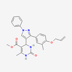 molecular formula C26H26N4O4 B2633056 6-甲基-4-{3-[3-甲基-4-(丙-2-烯-1-氧基)苯基]-1-苯基-1H-吡唑-4-基}-2-氧代-1,2,3,4-四氢嘧啶-5-羧酸甲酯 CAS No. 955857-58-6
