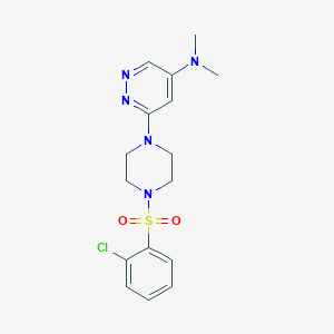 molecular formula C16H20ClN5O2S B2633062 6-(4-((2-chlorophenyl)sulfonyl)piperazin-1-yl)-N,N-dimethylpyridazin-4-amine CAS No. 1448034-77-2