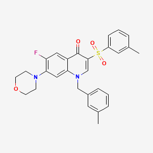 molecular formula C28H27FN2O4S B2633068 6-fluoro-1-(3-methylbenzyl)-7-morpholino-3-(m-tolylsulfonyl)quinolin-4(1H)-one CAS No. 892787-43-8