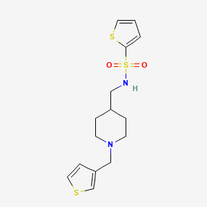 molecular formula C15H20N2O2S3 B2633069 N-((1-(thiophen-3-ylmethyl)piperidin-4-yl)methyl)thiophene-2-sulfonamide CAS No. 1235072-52-2
