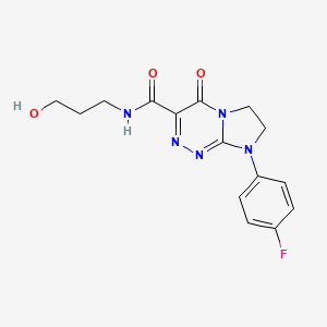 molecular formula C15H16FN5O3 B2633092 8-(4-氟苯基)-N-(3-羟丙基)-4-氧代-4,6,7,8-四氢咪唑并[2,1-c][1,2,4]三嗪-3-甲酰胺 CAS No. 946361-89-3
