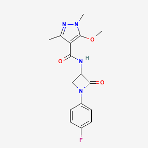 molecular formula C16H17FN4O3 B2633102 N-[1-(4-Fluorophenyl)-2-oxoazetidin-3-yl]-5-methoxy-1,3-dimethylpyrazole-4-carboxamide CAS No. 1825330-45-7