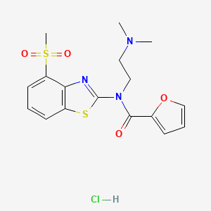 molecular formula C17H20ClN3O4S2 B2633105 N-(2-(dimethylamino)ethyl)-N-(4-(methylsulfonyl)benzo[d]thiazol-2-yl)furan-2-carboxamide hydrochloride CAS No. 1216863-93-2