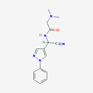 molecular formula C15H17N5O B2633110 N-[氰基-(1-苯基吡唑-4-基)甲基]-2-(二甲氨基)乙酰胺 CAS No. 1645464-98-7