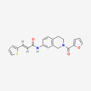 molecular formula C21H18N2O3S B2633115 (E)-N-(2-(furan-2-carbonyl)-1,2,3,4-tetrahydroisoquinolin-7-yl)-3-(thiophen-2-yl)acrylamide CAS No. 1331575-55-3