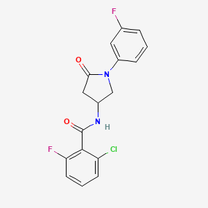 molecular formula C17H13ClF2N2O2 B2633118 2-chloro-6-fluoro-N-(1-(3-fluorophenyl)-5-oxopyrrolidin-3-yl)benzamide CAS No. 896289-66-0