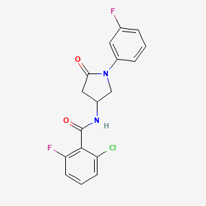 molecular formula C17H13ClF2N2O2 B2633118 2-chloro-6-fluoro-N-[1-(3-fluorophenyl)-5-oxopyrrolidin-3-yl]benzamide CAS No. 896289-66-0