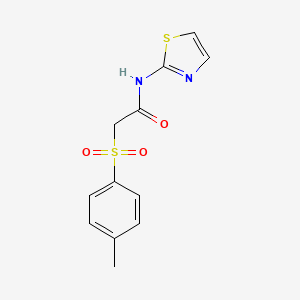 molecular formula C12H12N2O3S2 B2633125 N-(噻唑-2-基)-2-甲苯磺酰基乙酰胺 CAS No. 881796-29-8