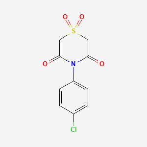 molecular formula C10H8ClNO4S B2633128 4-(4-Chlorophenyl)-1lambda~6~,4-thiazinane-1,1,3,5-tetraone CAS No. 861211-90-7