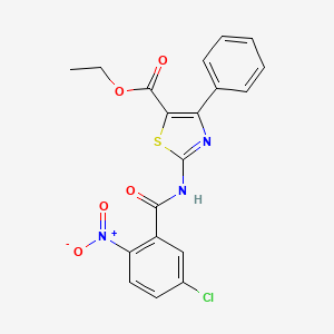 molecular formula C19H14ClN3O5S B2633133 Ethyl 2-[(5-chloro-2-nitrobenzoyl)amino]-4-phenyl-1,3-thiazole-5-carboxylate CAS No. 310414-38-1