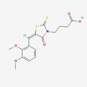 molecular formula C16H17NO5S2 B2633135 4-[(5E)-5-[(2,3-dimethoxyphenyl)methylidene]-4-oxo-2-sulfanylidene-1,3-thiazolidin-3-yl]butanoic acid CAS No. 380889-62-3