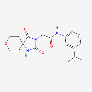 molecular formula C18H23N3O4 B2633141 2-(2,4-二氧代-8-氧杂-1,3-二氮杂螺[4.5]癸-3-基)-N-(3-异丙苯基)乙酰胺 CAS No. 1775546-33-2