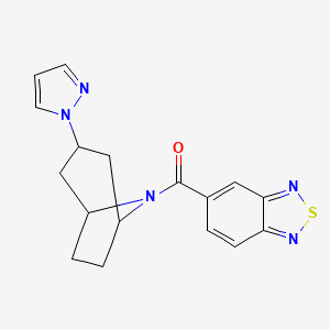 molecular formula C17H17N5OS B2633148 ((1R,5S)-3-(1H-pyrazol-1-yl)-8-azabicyclo[3.2.1]octan-8-yl)(benzo[c][1,2,5]thiadiazol-5-yl)methanone CAS No. 2319641-32-0