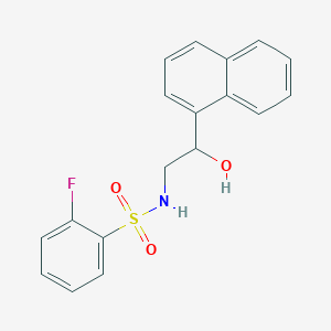 molecular formula C18H16FNO3S B2633161 2-氟-N-(2-羟基-2-(萘-1-基)乙基)苯磺酰胺 CAS No. 1351601-62-1