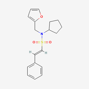 molecular formula C18H21NO3S B2633164 (E)-N-cyclopentyl-N-(furan-2-ylmethyl)-2-phenylethenesulfonamide CAS No. 1281694-50-5