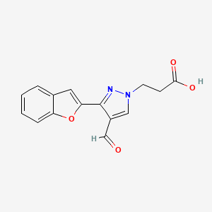 molecular formula C15H12N2O4 B2633166 3-(3-(benzofuran-2-yl)-4-formyl-1H-pyrazol-1-yl)propanoic acid CAS No. 882218-86-2