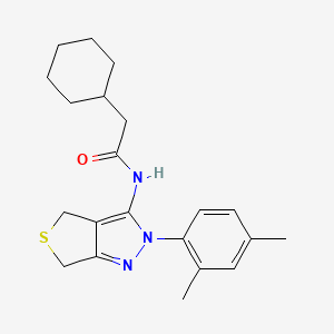 molecular formula C21H27N3OS B2633167 2-cyclohexyl-N-(2-(2,4-dimethylphenyl)-4,6-dihydro-2H-thieno[3,4-c]pyrazol-3-yl)acetamide CAS No. 450344-56-6