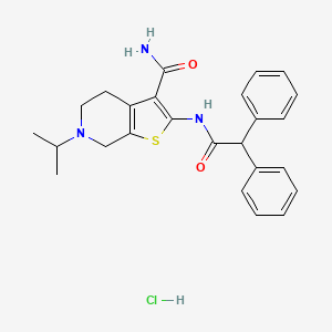 molecular formula C25H28ClN3O2S B2633172 2-(2,2-Diphenylacetamido)-6-isopropyl-4,5,6,7-tetrahydrothieno[2,3-c]pyridine-3-carboxamide hydrochloride CAS No. 1216721-16-2