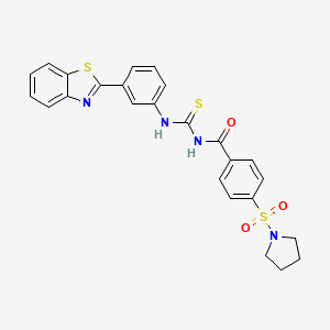 N-((3-(benzo[d]thiazol-2-yl)phenyl)carbamothioyl)-4-(pyrrolidin-1-ylsulfonyl)benzamide